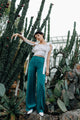 Jade Ruffled Silk Trousers