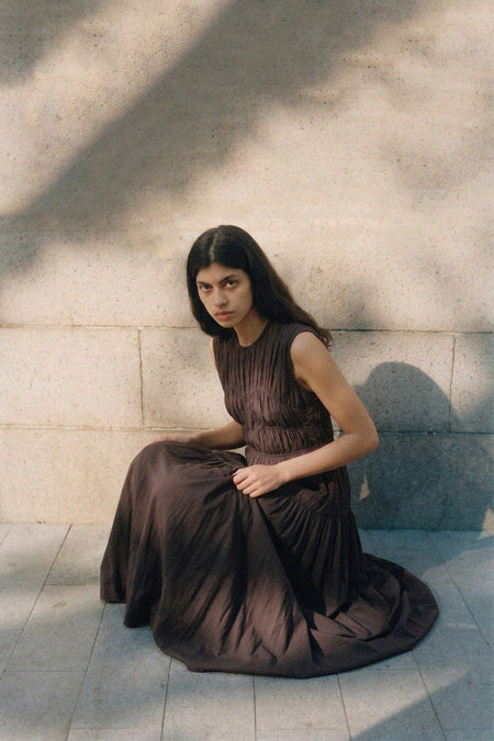 Cecile Cotton Dress | Chocolate Brown