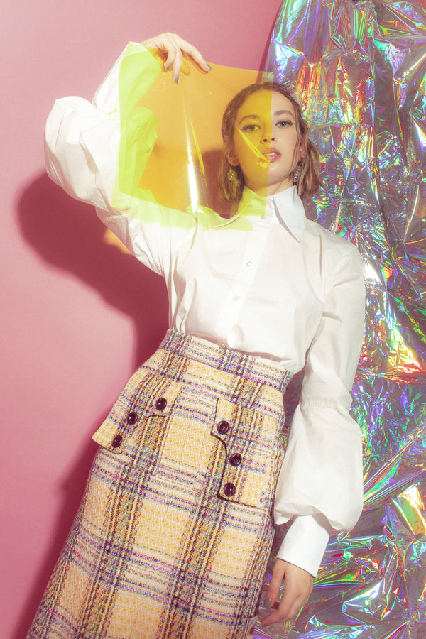 Dawn High Waisted Tweed Skirt Carolina Machado