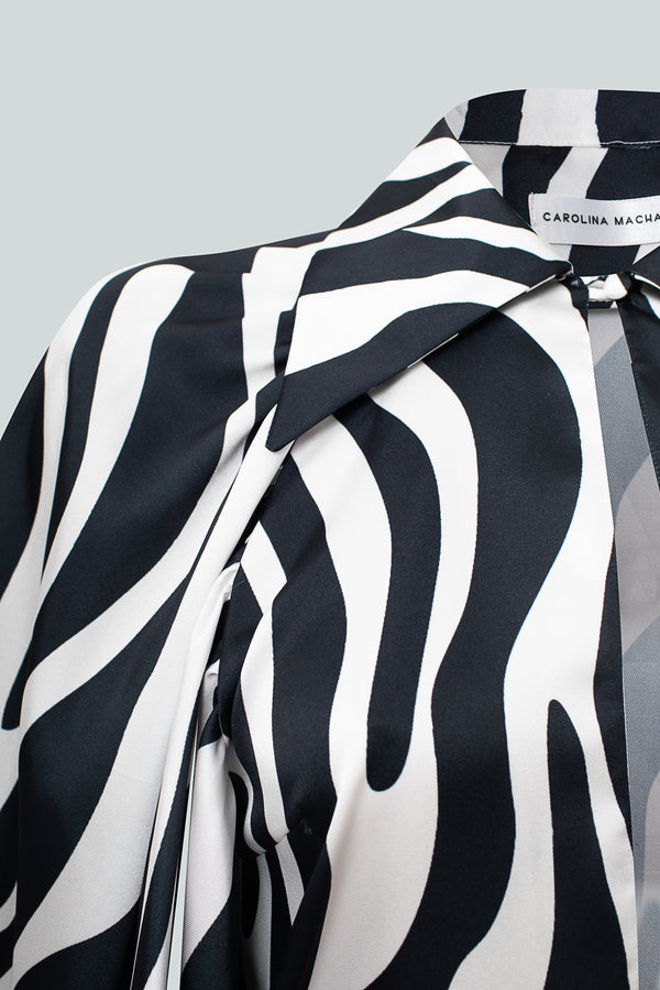 black and white zebra print blouse